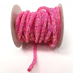 Pembe Boncuk İşlemeli Şerit 1 cm-USA-1067