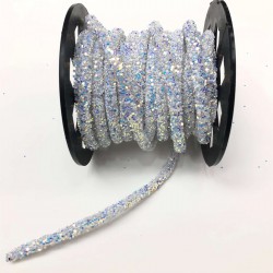 Beyaz Sedef Boncuk İşlemeli Şerit 1 cm-USA-1073