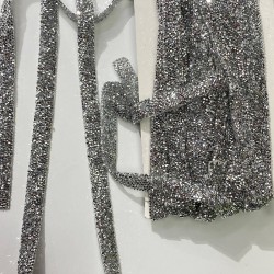 Taşlı Ütüyle Yapışan Şerit Aplik Gümüş-USA-1079