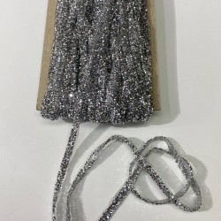 Taşlı Ütüyle Yapışan Şerit Aplik Gümüş Renk-USA-1081