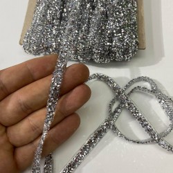 Taşlı Ütüyle Yapışan Şerit Aplik Gümüş Renk-USA-1081