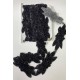Ütüyle Yapışan Çiçek Desenli Taşlı Aplik Şerit Siyah-USA-1083