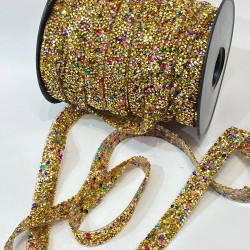 Rengarenk Janjanlı Ütü İle Yapışan Taşlı Şerit-USA-1088