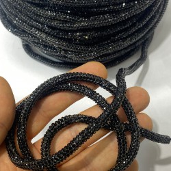 Siyah Ful Taşlı Boru Şerit Aplik 1 Metre-USA-109