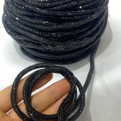 Siyah Ful Taşlı Boru Şerit Aplik 1 Metre-USA-109