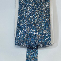 Mavi Geniş Ütüyle Yapışan Taşlı Şerit-USA-1090