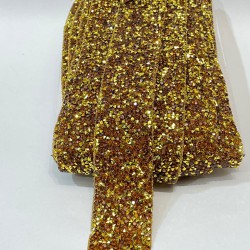 Kahve Gold Geniş Ütüyle Yapışan Taşlı Şerit-USA-1095