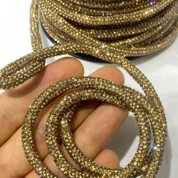 Bal Rengi Ful Taşlı Boru Şerit Aplik 1 Metre-USA-110