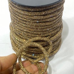 Bal Rengi Ful Taşlı Boru Şerit Aplik 1 Metre-USA-110