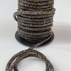 Antrasit Gri Full Taşlı Boru Şerit Boncuk Aplik-USA-112