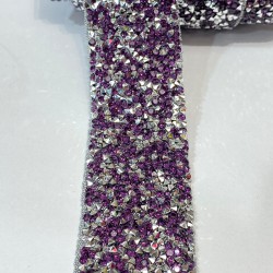 Mor Ütü İle Yapışan Taşlı Dekoratif Şerit-UTU-3