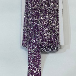 Mor Ütü İle Yapışan Taşlı Dekoratif Şerit-UTU-3