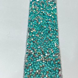 Su Yeşili Ütü İle Yapışan Taşlı Dekoratif Şerit-UTU-5