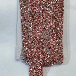 Pembe Ütü İle Yapışan Taşlı Dekoratif Şerit-UTU-8