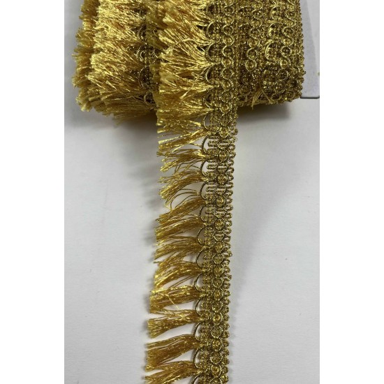 Gold Işıltılı Velmora Sa&ccedil;aklı Dekoratif Kenar S&uuml;s&uuml; Şerit &ndash; El İşi S&uuml;sleme Şeridi 1 Metre-VELMORA-100