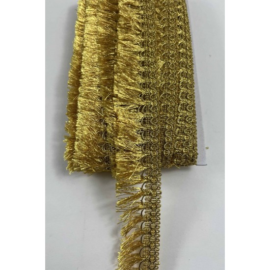 Gold Işıltılı Velmora Sa&ccedil;aklı Dekoratif Kenar S&uuml;s&uuml; Şerit &ndash; El İşi S&uuml;sleme Şeridi 1 Metre-VELMORA-100