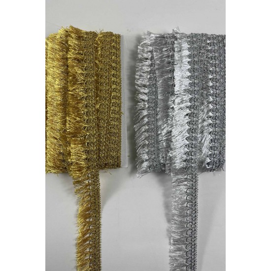 Gold Işıltılı Velmora Sa&ccedil;aklı Dekoratif Kenar S&uuml;s&uuml; Şerit &ndash; El İşi S&uuml;sleme Şeridi 1 Metre-VELMORA-100