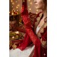 Kırmızı Veloura Couture Uzun Dantelli Eldiven &ndash; Full Parmak L&uuml;ks Gelin ve Davet Aksesuarı-VELOURA-3