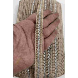 G&uuml;m&uuml;ş Vensora Metalik Dalga Detaylı Hasır Dekoratif Şerit 1 Metre Paketleme S&uuml;sleme-VENSORA-1