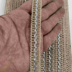 G&uuml;m&uuml;ş Vensora Metalik Dalga Detaylı Hasır Dekoratif Şerit 1 Metre Paketleme S&uuml;sleme-VENSORA-1