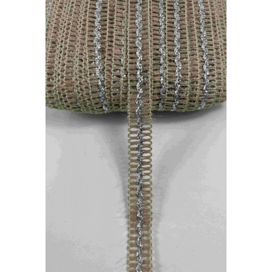 G&uuml;m&uuml;ş Vensora Metalik Dalga Detaylı Hasır Dekoratif Şerit 1 Metre Paketleme S&uuml;sleme-VENSORA-1