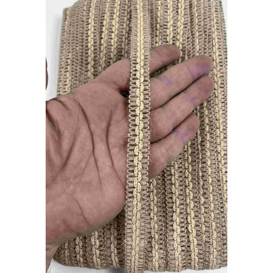 Hasır Vensora Bej Dalga Detaylı Hasır Dekoratif Şerit 1 Metre Paketleme S&uuml;sleme-VENSORA-2