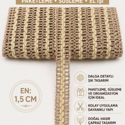 Hasır Vensora Bej Dalga Detaylı Hasır Dekoratif Şerit 1 Metre Paketleme S&uuml;sleme-VENSORA-2