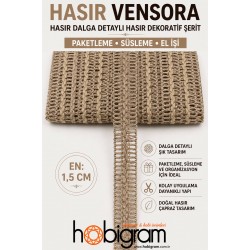 Hasır Vensora Hasır Dalga Detaylı Hasır Dekoratif Şerit 1 Metre Paketleme S&uuml;sleme-VENSORA-3