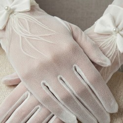 Beyaz T&uuml;yl&uuml; Vera Fiyonk T&uuml;l Gelin Eldiveni &ndash; İnci Detaylı Şık Nikah D&uuml;ğ&uuml;n Aksesuarı-VERA-1