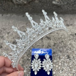 Victoria Gümüş Gelin Kına Tacı Özel Gün Aksesuar Kadın Taç Ve İnce Mekik Küpe Takımı-VICTORIA-12 Victoria Gümüş Gelin Kına Tacı Özel Gün Aksesuar Kadın Taç Ve İnce Mekik Küpe Takımı-VICTORIA-12