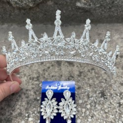 Victoria Gümüş Gelin Kına Tacı Özel Gün Aksesuar Kadın Taç Ve İnce Mekik Küpe Takımı-VICTORIA-12 Victoria Gümüş Gelin Kına Tacı Özel Gün Aksesuar Kadın Taç Ve İnce Mekik Küpe Takımı-VICTORIA-12