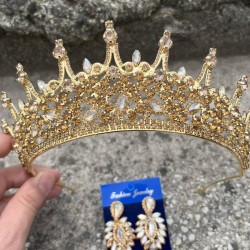 Victoria Gold Gelin Kına Tacı Özel Gün Aksesuar Kadın Taç Ve İnce Mekik Küpe Takımı-VICTORIA-24 Victoria Gold Gelin Kına Tacı Özel Gün Aksesuar Kadın Taç Ve İnce Mekik Küpe Takımı-VICTORIA-24