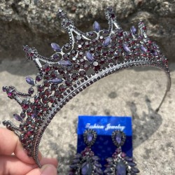 Victoria Mor Gelin Kına Tacı Özel Gün Aksesuar Kadın Taç Ve Geniş Mekik Küpe Takımı-VICTORIA-6 Victoria Mor Gelin Kına Tacı Özel Gün Aksesuar Kadın Taç Ve Geniş Mekik Küpe Takımı-VICTORIA-6