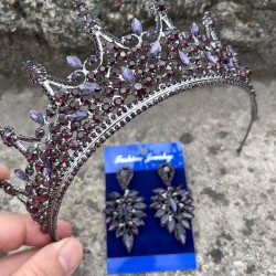 Victoria Mor Gelin Kına Tacı Özel Gün Aksesuar Kadın Taç Ve İnce Mekik Küpe Takımı-VICTORIA-8 Victoria Mor Gelin Kına Tacı Özel Gün Aksesuar Kadın Taç Ve İnce Mekik Küpe Takımı-VICTORIA-8