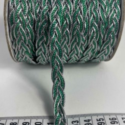 Yeşil G&uuml;m&uuml;ş Virelta Burgulu Zincir &Ouml;rg&uuml; Şerit &ndash; Premium Dekoratif Kordon S&uuml;s&uuml; 1 Metre-VIRELTA-3