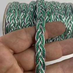 Yeşil G&uuml;m&uuml;ş Virelta Burgulu Zincir &Ouml;rg&uuml; Şerit &ndash; Premium Dekoratif Kordon S&uuml;s&uuml; 1 Metre-VIRELTA-3