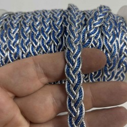 Mavi G&uuml;m&uuml;ş Virelta Burgulu Zincir &Ouml;rg&uuml; Şerit &ndash; Premium Dekoratif Kordon S&uuml;s&uuml; 1 Metre-VIRELTA-4