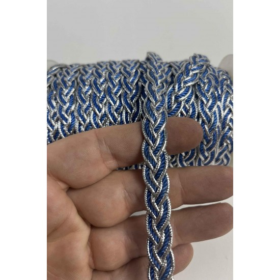 Mavi G&uuml;m&uuml;ş Virelta Burgulu Zincir &Ouml;rg&uuml; Şerit &ndash; Premium Dekoratif Kordon S&uuml;s&uuml; 1 Metre-VIRELTA-4