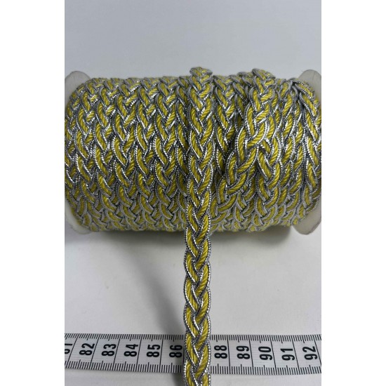 Sarı G&uuml;m&uuml;ş Virelta Burgulu Zincir &Ouml;rg&uuml; Şerit &ndash; Premium Dekoratif Kordon S&uuml;s&uuml; 1 Metre-VIRELTA-6