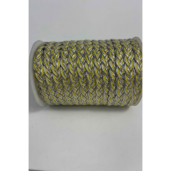 Sarı G&uuml;m&uuml;ş Virelta Burgulu Zincir &Ouml;rg&uuml; Şerit &ndash; Premium Dekoratif Kordon S&uuml;s&uuml; 1 Metre-VIRELTA-6