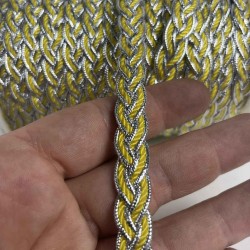 Sarı G&uuml;m&uuml;ş Virelta Burgulu Zincir &Ouml;rg&uuml; Şerit &ndash; Premium Dekoratif Kordon S&uuml;s&uuml; 1 Metre-VIRELTA-6
