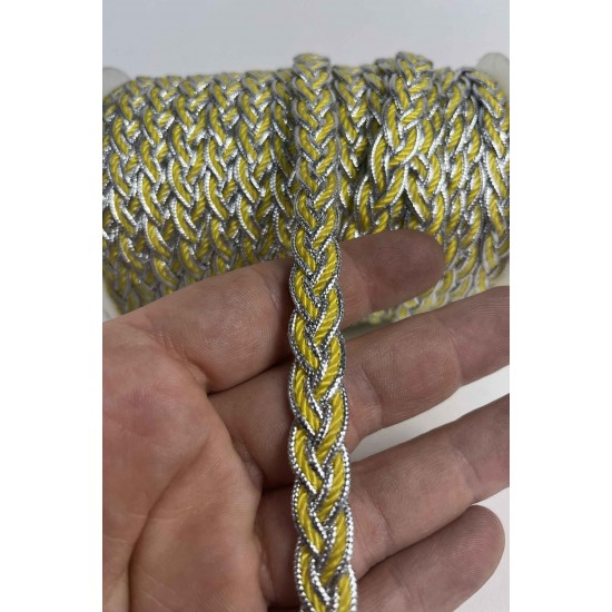 Sarı G&uuml;m&uuml;ş Virelta Burgulu Zincir &Ouml;rg&uuml; Şerit &ndash; Premium Dekoratif Kordon S&uuml;s&uuml; 1 Metre-VIRELTA-6