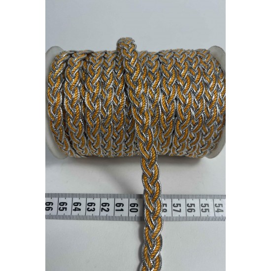Turuncu G&uuml;m&uuml;ş Virelta Burgulu Zincir &Ouml;rg&uuml; Şerit &ndash; Premium Dekoratif Kordon S&uuml;s&uuml; 1 Metre-VIRELTA-7
