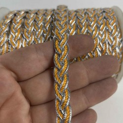 Turuncu G&uuml;m&uuml;ş Virelta Burgulu Zincir &Ouml;rg&uuml; Şerit &ndash; Premium Dekoratif Kordon S&uuml;s&uuml; 1 Metre-VIRELTA-7