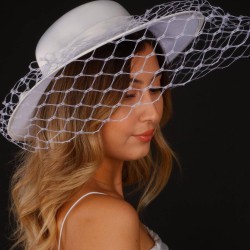 Kırık Beyaz Nikah Şapkası Vualet Emma Tüllü Gelin Aksesuarı Saç Aksesuarı-VUALET-1008