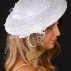 Kırık Beyaz Nikah Şapkası Vualet Layel Dantelli Gelin Aksesuarı Saç Aksesuarı-VUALET-1010