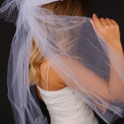 Kırık Beyaz Nikah Şapkası Vualet Hena Fiyonklu Gelin Aksesuarı Saç Aksesuarı-VUALET-1011