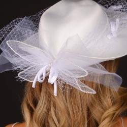 Kırık Beyaz Nikah Şapkası Vualet İzlem İncili Gelin Aksesuarı Saç Aksesuarı-VUALET-1012