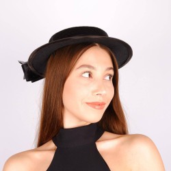 Siyah Nikah Şapkası Vualet Hesna Taşlı Siyah Fiyonklu Gelin Aksesuarı Saç Aksesuarı-VUALET-1013