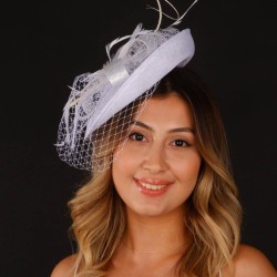 Kırık Beyaz Nikah Şapkası Vualet Lila File Dantelli Gelin Aksesuarı Saç Aksesuarı-VUALET-1015